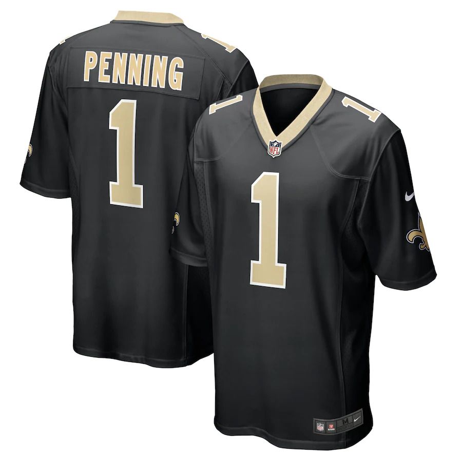 Men New Orleans Saints 1 Trevor Penning Nike Black 2022 NFL Draft First Round Pick Player Game Jersey